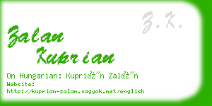zalan kuprian business card